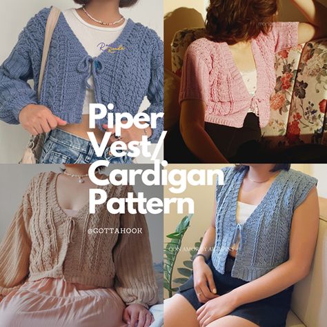 Piper Vest/Cardigan Crochet Pattern - gottahook's Ko-fi Shop Vest Pattern Free, Cardigan Crochet Pattern, Cardigan Au Crochet, Vest Cardigan, Gilet Crochet, Crochet Mignon, Confection Au Crochet, Crochet Vest Pattern, Cardigan Crochet