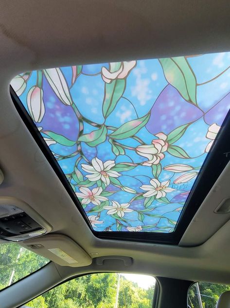 Car Stained Glass Sunroof, Stain Glass Car Sunroof, Stained Glass Sunroof Car, Stained Glass Sunroof, Car Deco, Cool Car Accessories, Girly Car, Porsche Macan, Car Ideas