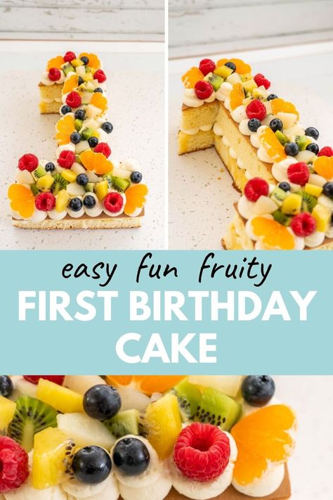 Birthday Cake For Baby, Number One Cake, Birthday Cake Alternatives, Fruit Birthday Cake, Boys First Birthday Cake, Cake For Baby, Dessert Recipes For Kids, Fruit Birthday, Baby Fruit