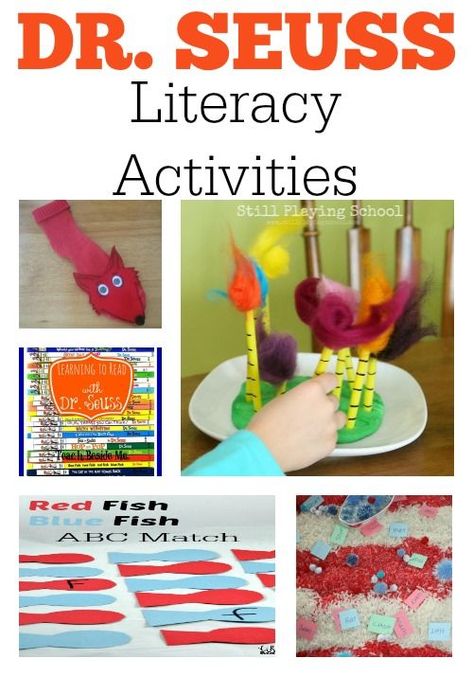 Lots of Dr. Seuss literacy activities for learning the alphabet, fine motor skills, writing activities. sight words and more! Dr Seuss Unit Study, Dr Seuss Literacy Activities, Spring Songs For Preschool, Literacy Night Activities, Storybook Activities, Panda Room, Dr Seuss Preschool Activities, School Sheets, Literacy Week