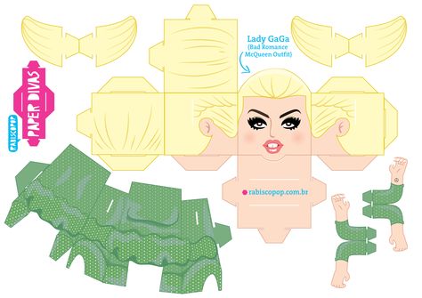 Lady Gaga Images, Paper Divas, Bad Romance, 3d Paper Crafts, Paper Folding, 3d Paper, Paper Toys, Music Star, Paper Doll