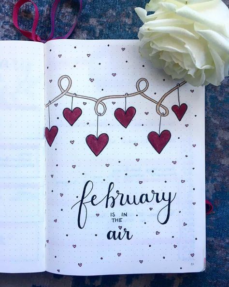 Bullet Journal Front Page, February Bullet Journal Cover, Bullet Journal Cover Page Ideas, Journal Cover Page Ideas, Cover Page Ideas, Journal Cover Page, February Bullet Journal, Bullet Journal Month, Bullet Journal Monthly Spread