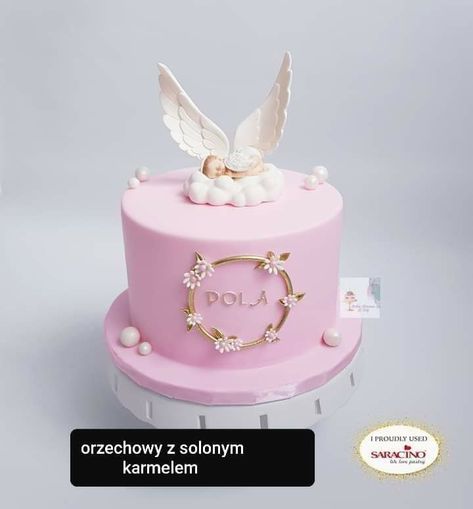 Angel Themed Cake, 40 Days Cake Baby, Baptismal Cake Girl, Angel Theme Cake, Angel Cake Design, Angel Baby Birthday, Angel Baby Cake, Baby Dedication Cake, Prince Baby Shower Cake