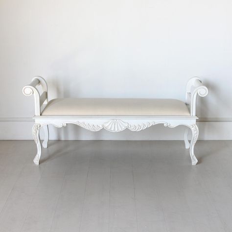 Vintage Bed Bench, Bed Ottoman Bench, French Style Bed, French Bench, Bench With Drawers, Luxury Mansions Interior, Bed Stool, Wooden Sofa Designs, Vintage Bench