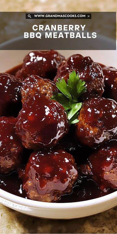 Tender meatballs coated in a delicious cranberry BBQ sauce—sweet, smoky, and perfect for any occasion! Great as an appetizer or main dish. Dipping Sauce For Meatballs Appetizers, Cocktail Meatball Recipe, Baby Shower Meatball Recipes, Cocktail Meatballs Appetizers, Bbq Meatball Recipes, Cranberry Bbq Meatballs, Cranberry Chili Meatballs, Crockpot Bbq Meatballs, Meatball Appetizer Recipes