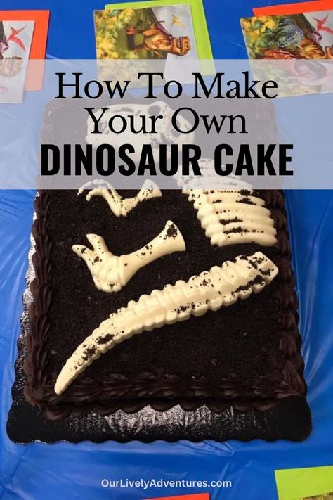 How to make an awesome dinosaur cake that will be the talk of your next dino-themed birthday party! Dinosaur Sheet Cake, Diy Dinosaur Cake, Giant Birthday Cake, Baking Birthday Cake, Birthday Sheet Cake, Dinosaur Birthday Cake, Half Sheet Cake, Candy Wafers, Diy Dinosaur