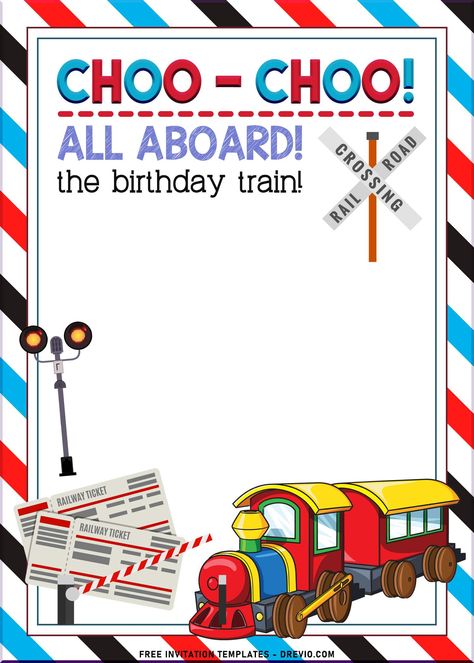 Train Theme Invitations, Train Birthday Invitation Template, Train Invitations Birthday, Twos Classroom, Train Themed Birthday Party, Return Favours, Train Birthday Party Invitations, Train Birthday Theme, Train Invitation