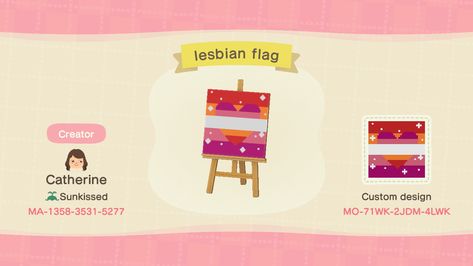 Majima Goro’s tattooed ass cheeks @ MCR on Twitter: "i made a lesbian flag design! feel free to use! #AnimalCrossing #ACNH #NintendoSwitch… " Acnh Flags, Lesbian Flags, Majima Goro, Ac Codes, Flag Code, Acnh Clothes, Ac New Leaf, Acnh Design, Acnh Codes