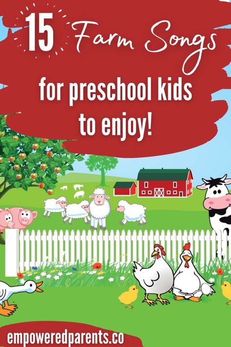 Songs For Preschoolers To Sing, Farm Poems For Preschool, Farm Songs Preschool, Toddler Songs With Actions, Farm Animal Songs, Preschool Movement Activities, Farm Kindergarten, Songs Preschool, Songs For Preschool