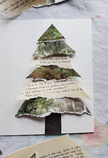 Tutorial: How to make holiday cards with scrap paper | the ReFab Diaries March Crafts For Kids, Crafts For Easter, Dyi Art, March Crafts, Old Cards, Collage Art Projects, Christmas Card Art, Cute Birthday Cards, Christmas Card Crafts