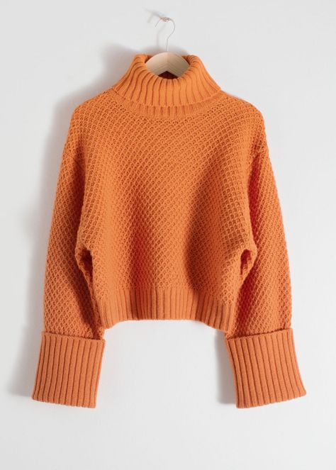 Cropped Wool Blend Turtleneck - Orange - Sweaters - & Other Stories Orange Pullover, Color Trends Fashion, Trouser Outfits, Trendy Sweaters, Orange Sweaters, Fair Isle Sweater, Big Fashion, Cool Sweaters, Fashion Story