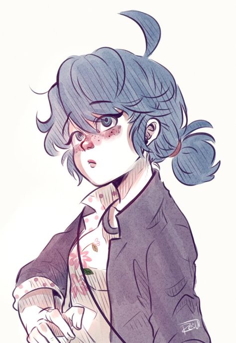 Marinette Drawing, Marinette Fanart, Freelance Illustrator, Illustrator, Twitter, Hair, Blue