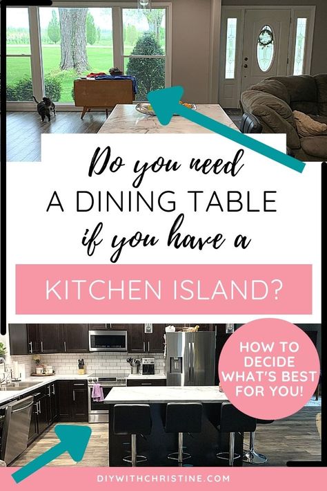 Kitchen Without Dining Table, Dining Table Near Kitchen Island, Kitchen Island Vs Dining Table, Kitchen Island As Dining Table, Island With Dining Table Attached, Island With Table Attached, Island Dining Table Combo, Kitchen Island With Table Extension, Kitchen Island With Table Attached