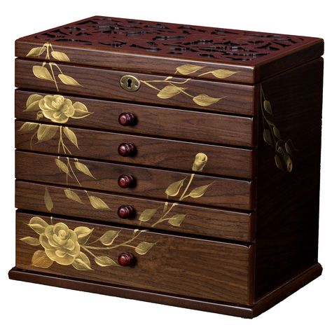 PRICES MAY VARY. 𝐔𝐍𝐈𝐐𝐔𝐄 𝐃𝐄𝐒𝐈𝐆𝐍：This wooden jewelry box is hand carved and hand painted by experienced artisans. Each lockable wooden jewelry box is meticulously designed to include delicate floral motifs and ornate details to maintain its high quality and uniqueness, adding an unparalleled sense of charm and sophistication to your jewelry boxes. 𝐋𝐀𝐑𝐆𝐄 𝐂𝐀𝐏𝐀𝐂𝐈𝐓𝐘: Is your growing jewelry collections cluttering up on your dresser? With 41 compartments, this vintage wooden je Layer Jewelry, Paint Organization, Ornate Jewelry, Painted Wooden Boxes, Painted Jewelry Boxes, Hand Painted Roses, Wooden Jewelry Box, Necklace Organizer, Jewellery Box Making