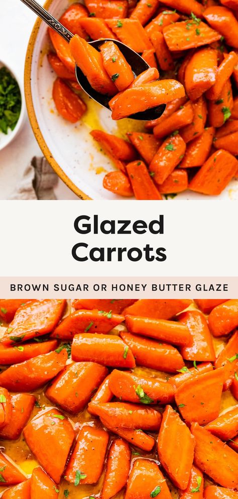 These easy glazed carrots are sautéed in a brown sugar or honey butter glaze until tender and caramelized. They cook up in under 20 minutes for a delicious side dish! Easy Glazed Carrots, Honey Butter Glaze, Brown Sugar Carrots, Brown Sugar Glazed Carrots, Healthy Mashed Potatoes, Broccoli Salad With Cranberries, Caramelized Carrots, Glazed Carrots Recipe, Butter Carrots