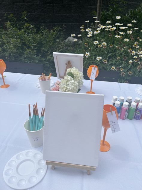 Sip And Paint Picnic Setup Ideas, Picnic Birthday Party Painting, At Home Paint And Sip Party Decor, Mother’s Day Sip And Paint, Sip Ans Paint Picture Ideas, Art Class Posters, Cupcake Container, Paint And Drink, Class Poster