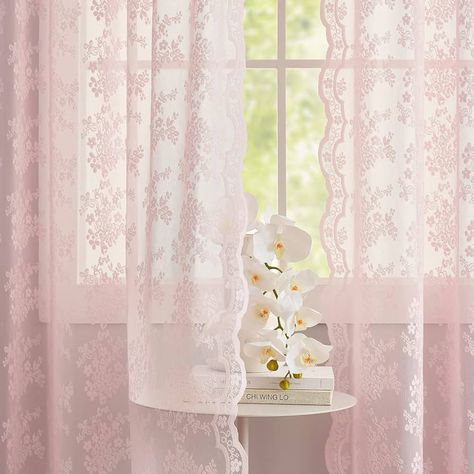 Amazon.com: YJ YANJUN Sheer Pink Curtains for Girls Bedroom Vintage Light Pink Floral Lace Curtains Short Window Curtains 63 inch Length Pricess Room Decor 2 Panels 52 x63 Inch : Home & Kitchen Girls Bedroom Vintage, Lace Window Treatments, Pink Sheer Curtains, Short Window Curtains, Girls Bedroom Curtains, Vintage Lace Curtains, Princess Room Decor, Pink Curtains, Net Curtains