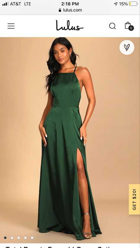 Garden Prom Dresses, Emerald Green Satin Dress, Green Satin Dress, Lulus Maxi Dress, Total Beauty, Backless Maxi Dress, Formal Dresses Gowns, Statement Dress, Backless Maxi Dresses