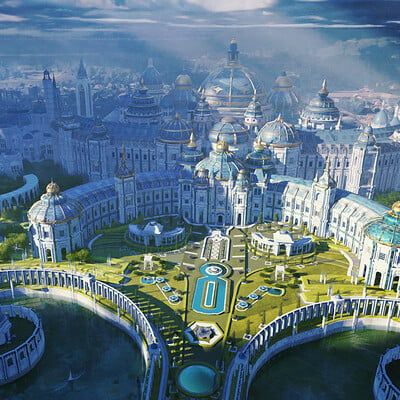 ArtStation - palace Minecraft Palace Blueprints, Fantasy City Concept Art, Palace Concept Art, Fantasy City Art, Royal Mansion, City Concept, Fantasy Buildings, Of Challenge, Grand Palace