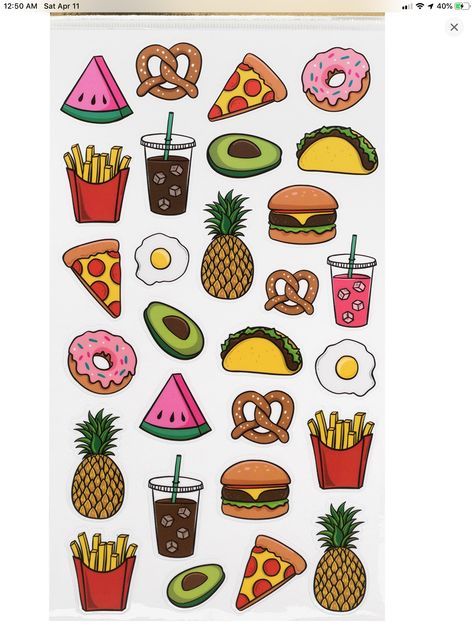 Easy Food To Draw, Mini Food Drawings, Food Doodle Art Illustrations, Cute Drawings Food, Cute Food Drawings Easy, Food Stickers Printable, Food Drawing Easy, Unforgettable Tattoo, Doodle Art For Beginners