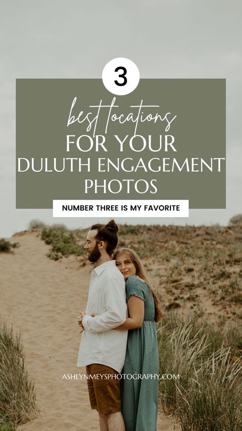 Couple embraces while standing on a sand dune at Park Point Beach in Duluth, Minnesota Duluth Minnesota, Lake Superior, Beautiful City, Best Location, Photo Backdrop, Engagement Photoshoot, The 3, Photo Sessions, Engagement Session