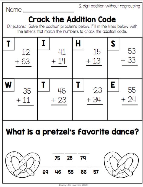 Whether you're teaching regrouping yet or not we teachers are always trying to find a way to help the steps to addition and subtraction stick. A quick print and run to your copier and you will be all set to practice this skill. In this 2nd grade math worksheet bundle, you'll find plenty of worksheets that can act as a quick practice or assessment and even a few where students get to crack the code! 2nd Grade Addition And Subtraction, 2nd Grade Addition, Class Worksheets, Free Preschool Activities, Easy Math Worksheets, Math Fact Practice, Math Sheets, Math Blocks, Kids Math