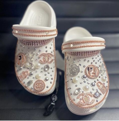 Cute Crocs Shoes, Blinged Crocs, Bedazzled Crocs, Designer Crocs, Croc Decorations, Bling Crocs, Crocs Ideas, Custom Crocs, Crocs Fashion