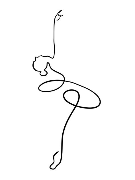 One Line Ballerina Drawing, Dancer Outline Drawing, One Line Dancer Drawing, Dance Line Tattoo, Easy Dancer Drawings, Dancer Fine Line Tattoo, Abstract Dancer Tattoo, Ballerina Line Drawing, Dancer Line Art Tattoo