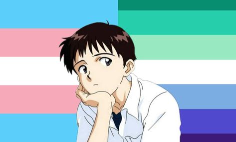 trans + gay icons — neon genesis evangelion — shinji Neon Genesis Evangelion Shinji, Evangelion Shinji, Genesis Evangelion, Neon Genesis, Neon Genesis Evangelion, Flag, Neon