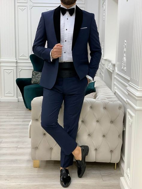 Mens Groom Suit, Slim Fit Groom Suit, Reception Suits, Shawl Collar Tuxedo, Navy Blue Tuxedos, Navy Tuxedos, Slim Fit Suit Men, Pants Gift, Blue Shawl