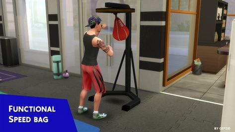 Functional Speed Bag | Patreon Sims 4 Workout Mod, Sims 4 Boxing Cc, Functional Gym Cc Sims 4, Sims 4 Cc Gym Equipment Functional, Outdoor Gym Equipment, Speed Bag, Sims 4 Patreon, The Sims 4 Download, Outdoor Gym