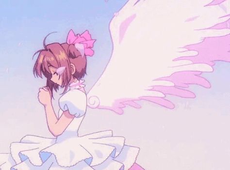 Angel Wings Sakura Kinomoto, Cute Banners, Cute Gifs, Sakura Card Captor, Card Captor Sakura, Sakura Card, Card Captor, Anime Gifs, Puella Magi Madoka Magica