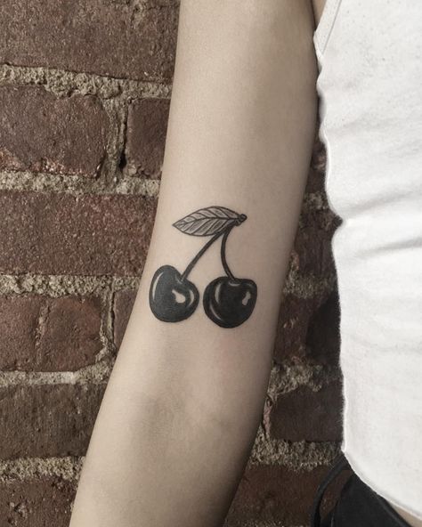 Black cherry tattoo Cherry Tattoo Black, Black Cherry Tattoo, Tattoo Cherry, Cherry Tattoo, Cherry Tattoos, Tattoo Prices, Tattoo Quotes For Women, Botanical Tattoo, Modern Tattoos