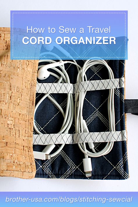 Travel Cord Organizer Sewing Pattern, Cord Organizer Sewing Pattern, Travel Cord Organizer Diy, Cord Keepers To Sew, Diy Cord Organizer, Diy Travel Organizer, Sewing Travel Accessories, Travel Cord Organizer, Cord Organization Travel