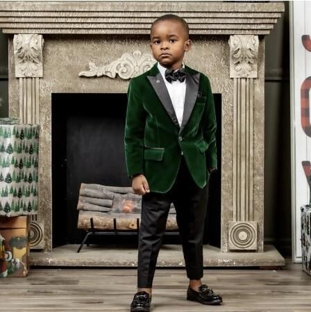 Green Velvet Boys Suits For Wedding Clothing Kids Birthday Party Formal Outfits Sets Ring Bearer Attire (Jacket +Pants) Kids Wedding Outfits Boys, Green Tux, Velvet Blazer Outfit, Ring Bearer Attire, Ring Bearer Suit, Kids Wedding Outfits, Suits For Wedding, Kids Blazers