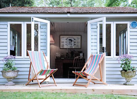 The Bloomsbury Writing Retreat | Exclusive to Malvern Garden Buildings Writing Shed, Cressida Bell, Solid Desks, Writing Studio, Cedar Shingle Roof, Garden Offices, Shed Office, Writing Retreat, Room Inspired