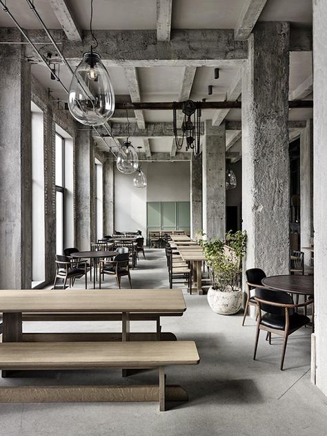 Industrial Cafe, Industrial Restaurant, Concrete Walls, Space Copenhagen, 카페 인테리어 디자인, Industrial Interior Design, Industrial Interiors, Urban Loft, Sopot