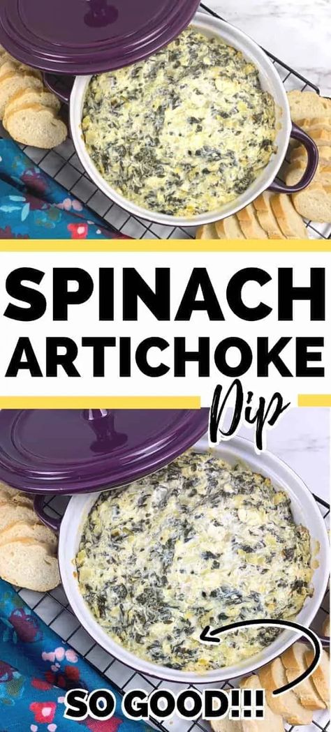 Spinach Artichoke Dip Fresh Spinach, Hot Spinach Artichoke Dip, Best Spinach Artichoke Dip, Yummy Appetizers Parties, Spinach Artichoke Dip Recipe, Artichoke Dip Recipe, Healthy Potato Recipes, Low Calorie Dinners, Healthy Vegetable Recipes