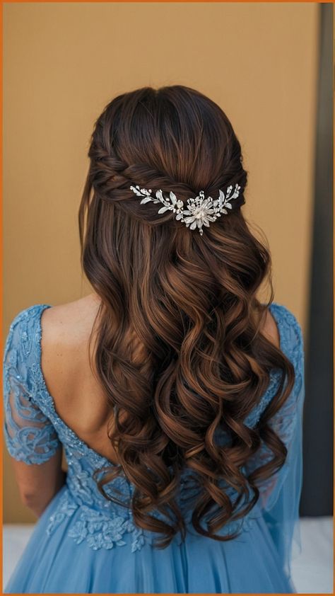 Discover stunning bridesmaid hairstyles for long hair in this comprehensive guide From elegant half up half down styles to beautiful brunette simple half up half down braid and chic side loose curls find the perfect hairstyle for any wedding Easy boho-inspired updo curls for a romantic touch Explore various options from half up half down styles to loose curls and braids Long Brown Hairstyles Half Up Half Down, Bridal Hair Half Up Half Down Braid, Long Loose Curls Hairstyles, Romantic Wedding Hair Half Up, Elegant Wedding Hairstyles Half Up Half Down, Bridesmaids Half Up Half Down Hairstyles, Romantic Half Up Wedding Hair, Boho Hairstyles Wedding, Wedding Hairstyles For Long Hair Half Up