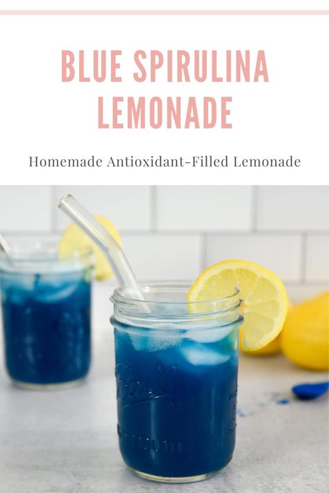 For the best #homemade #bluespirulina #lemonade, check out this recipe! It's easy to make and packed with so many antioxidants leaving you with glowing skin. Click the link below!  #homemadelemonade #spirulina #healthydrinks #antioxidants #homemade Spirulina Lemonade, Spirulina Recipes, Spirulina Smoothie, Healthy Juicer Recipes, Healthy Juice Drinks, Blue Spirulina, Drink Recipes Nonalcoholic, Usa Food, Superfood Recipes