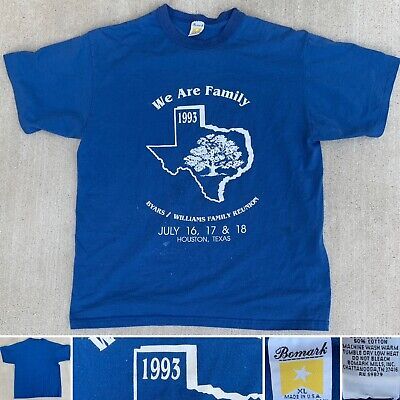 We Are Family 1993 Byars Williams Family Reunion Houston Texas T Shirt Vtg Sz XL  | eBay Family Reunion Shirts Designs, Texas T Shirt, Family Reunion Shirt, Family Reunion Shirts, Reunion Shirts, State Of Texas, Graphic Tees Vintage, We Are Family, Concert Tees