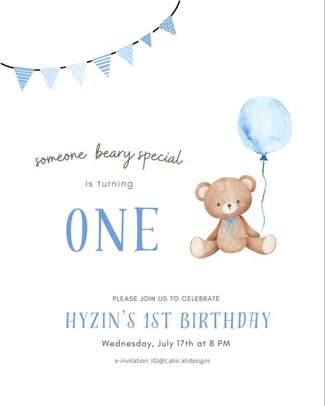 A little star is turning ONE! 🌟 We’re thrilled to share our latest creation at Tahirah Designs – an adorable and beautifully crafted birthday invitation for Hyzin’s first birthday. 🧸🎂 Celebrate your loved one’s special moments with our custom digital designs, perfect for making memories that last a lifetime. Let Tahirah Designs help you create unforgettable celebrations. Place your order today! ✨ Follow @t.ahir.ahdesigns And get yours ✨ #TahirahDesigns #BirthdayInvitations #Digita... Turning One, Making Memories, Design Help, Special Moments, Custom Invitations, Digital Invitations, First Birthday, Instagram A, First Birthdays