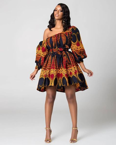 2019 Ankara Short Gown Styles Pictures Will You Love to See - DeZango FacebookTwitterWhatsAppAddThis Elasticated Dress, Ankara Short Gown Styles, Ankara Gowns, Cake Skirt, Afrikaanse Mode, 파티 드레스, Short Gowns, Printed Summer Dresses, Party Dress Long Sleeve