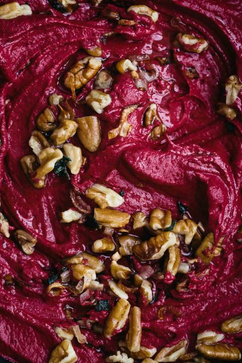 A beautiful vegan and gluten-free beet dip that uses pecan cream for flavor and richness along with sage and roasted beets. Pecan Roasted, Beet Dip, Raw Beets, Beef Carpaccio, Recipe List, Vegan Dip, Beet Recipes, Roasted Pecans, Natural Food Coloring