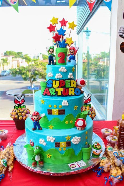 Super Mario Brothers Cake Ideas, Super Mario Kart Birthday Cake, Mario Bros Birthday Cake Ideas, Lego Mario Cake, Super Mario Brothers Birthday Cake, Mario Brothers Cake Ideas, Mario Movie Cake, Super Mario Birthday Party Cake, Mario Themed Birthday Cake