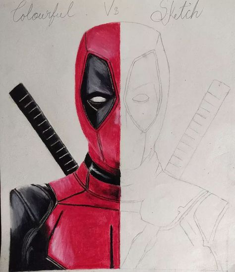 How To Draw Deadpool, Deadpool Art Sketches, Deadpool Drawing Sketches, Deadpool Drawings, Deadpool Sketch, Deadpool Painting, Deadpool Drawing, Pool Drawing, Ryan Reynolds