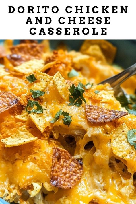 Ingredients: 3 cups cooked chicken, chopped (can use a rotisserie chicken) 1 cup sour cream 1 can cream of chicken soup... Chicken And Cheese Casserole, Doritos Chicken Casserole, Doritos Chicken, Dorito Chicken, Pecan Chicken Salads, Chicken And Cheese, Pecan Chicken, Broccoli Stir Fry, Cheesy Casserole