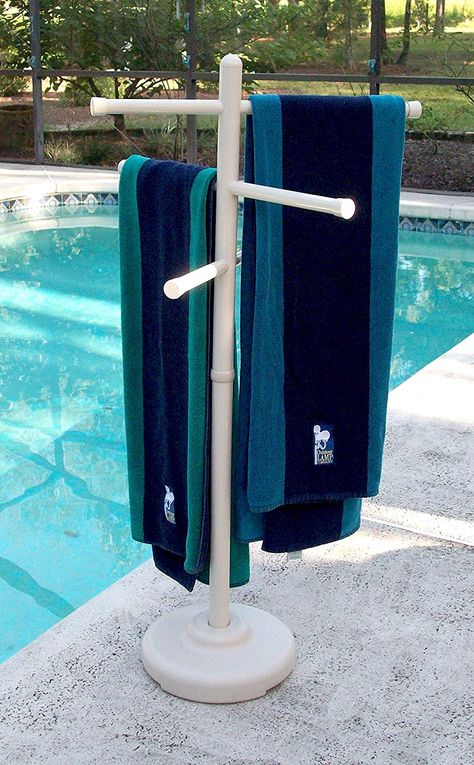 Pvc Pool Towel Rack, Poolside Towel Rack, Pvc Towel Rack, Pool Towel Holders, Outdoor Towel Rack, Towel Rack Pool, Pvc Pool, Pool Storage, Pvc Pipe Projects