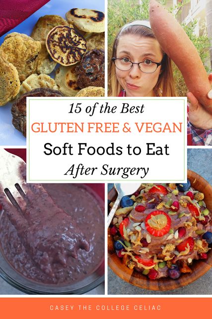 Whether you've had gum graft surgery, need soft foods after wisdom teeth removal or need soft foods to eat after surgery of any kind, finding delicious soft foods to eat can be challenging. That's why this gluten free college celiac is rounding up her favorite 15 gluten free and vegan soft foods to eat after surgery. In fact, these gluten free and vegan recipes are so delicious, they're a tasty addition to any diet - even if you don't medically need soft foods to eat! Gluten Free Soft Foods After Surgery, Vegan Soft Foods After Surgery, Vegan Soft Foods, Foods To Eat After Surgery, Wisdom Teeth Removal Food, Braces Friendly Recipes, Eating After Tooth Extraction, Wisdom Teeth Food, Soft Foods To Eat