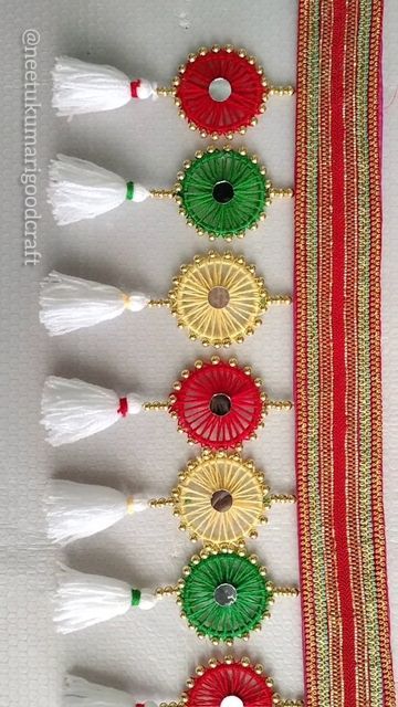 Easy Toran Making Ideas For Kids, Toran Making Ideas For Kids, Handmade Toran Ideas, Toran Designs Doors Handmade, Bangles Craft, Diwali Toran, Toran Designs, Diwali For Kids, Fancy Items